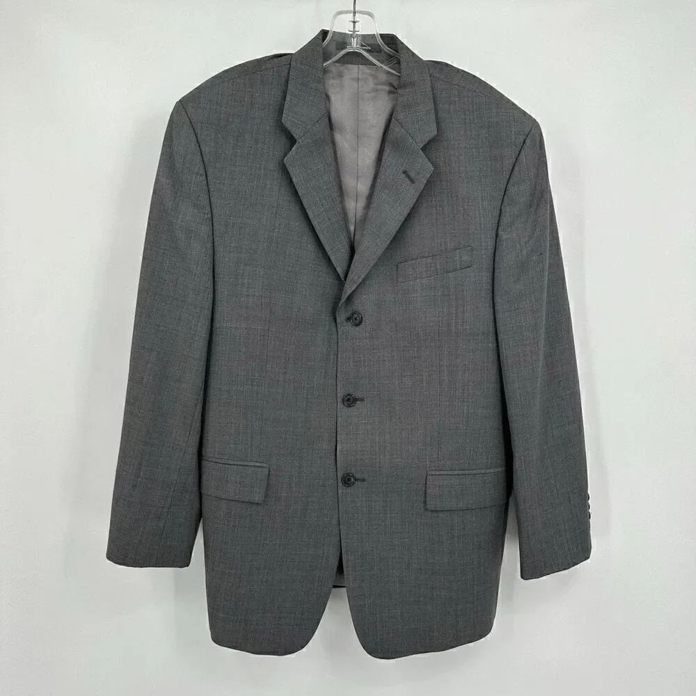 Calvin Klein Men’s Size 40L Sport Coat Grey Blazer Suit Jacker Three Button